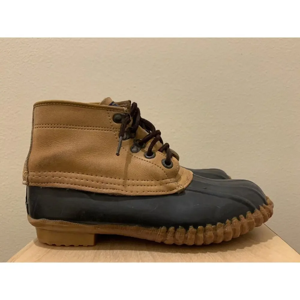 Vtg Womens Chris Craft Duck Boots High Top Footwear Leather Shoes Size 7